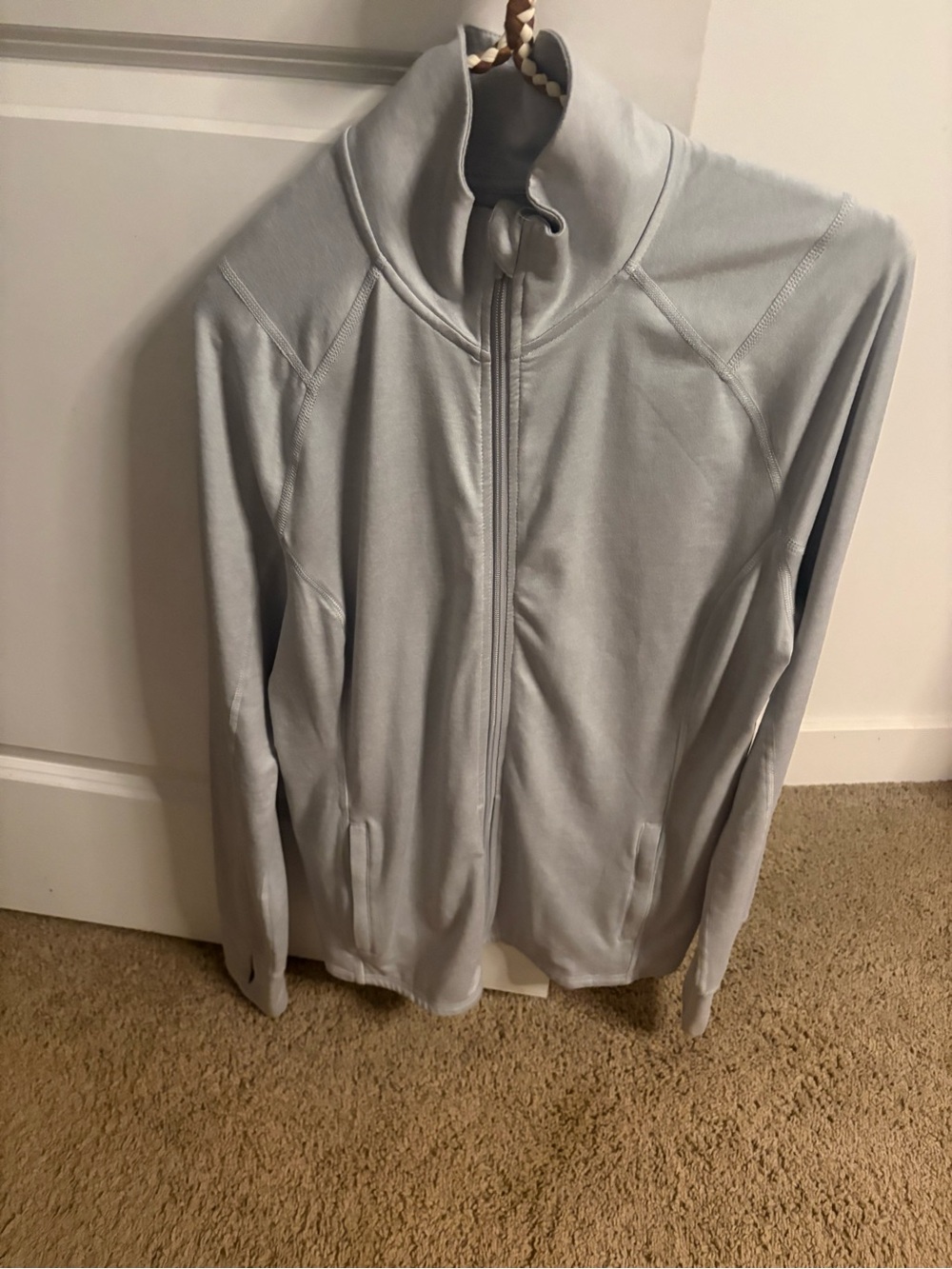 Old Navy Light Gray Full-Zip Fitted Bodysuit Jacket